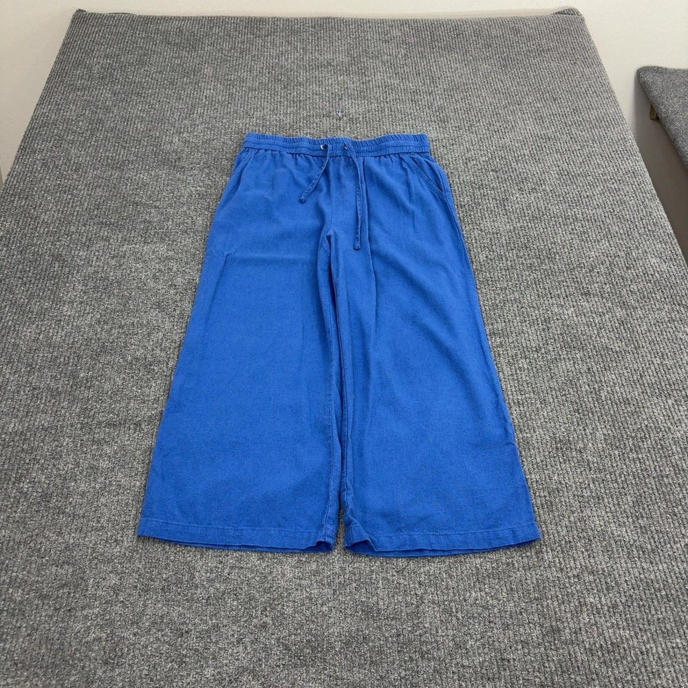 Jules & Leopold Pants Womens S Blue Linen Blend Wide Leg Elastic Waist‎ Casual